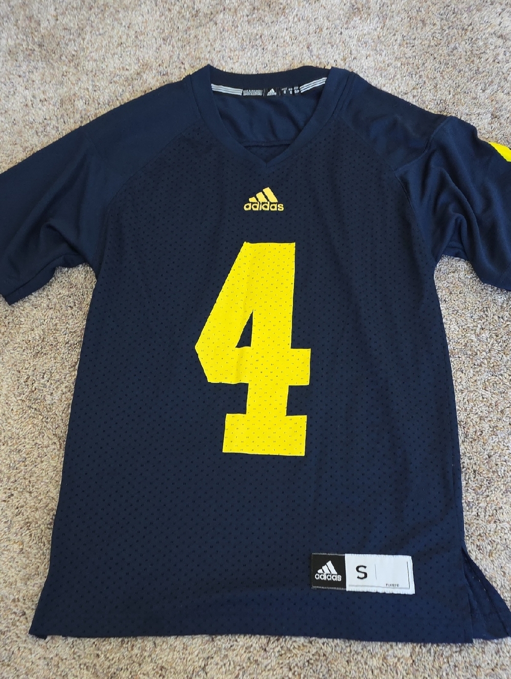 adidas Michigan Navy Jersey with Bright Yellow Number 4